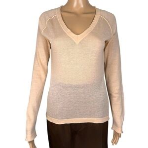 NWT New LIAPULL Cotton Cashmere V-Neck Peach Sweater Size S